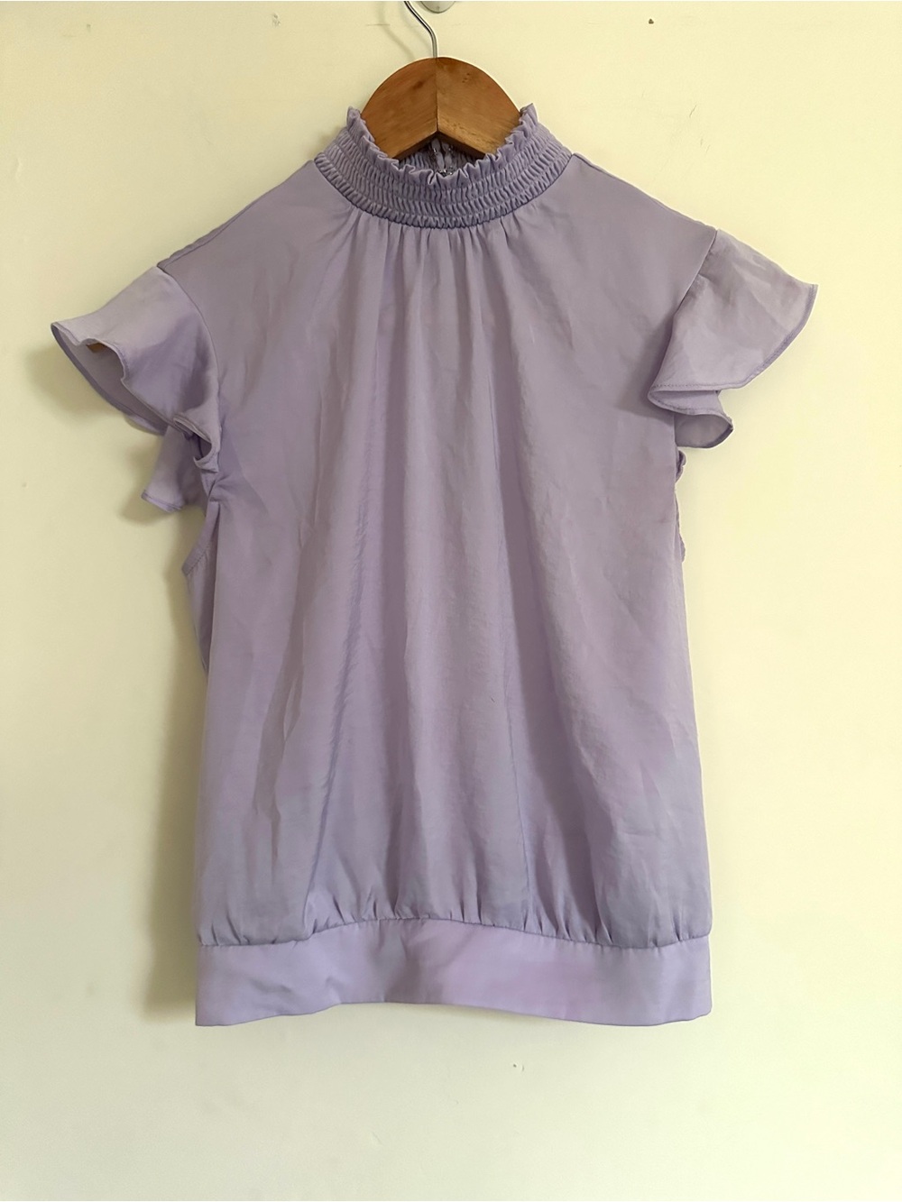 Express Smocked Neck Flutter Sleeve Top